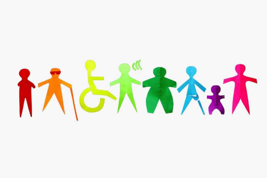 Grafica con diversi simboli della disabilità