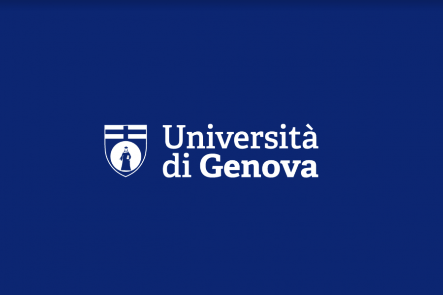 Identità visiva UniGe logo su sfondo blu