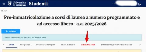 FAQ - Scheda Disabili DSA con freccia rossa