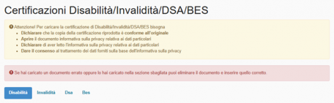 Schermata Certificazioni DIS DSA
